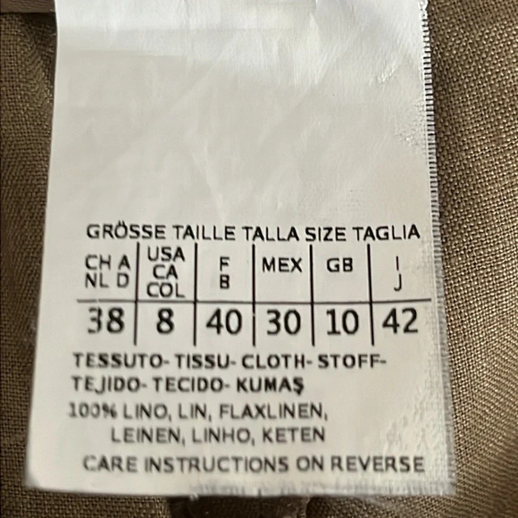 Max Mara 100% Linen Wide Leg Side Zip Trouser Pants in Camel - Size 8 - Picture 7 of 11